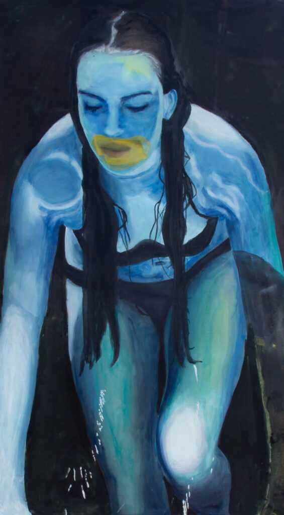 Julia Schwarz 2015 Blue 97 cm x 50 cm Watercolor on canvas