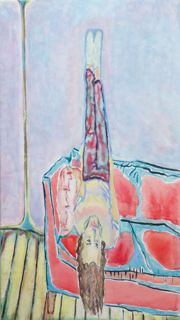 Julia Schwarz 2017 Upside Down E 70 cm x 125 cm Watercolor on canvas